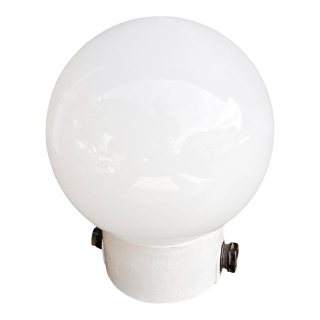 Industrial Wall Lamp, White, Glass, Foton, Poland, 1960s. For Sale