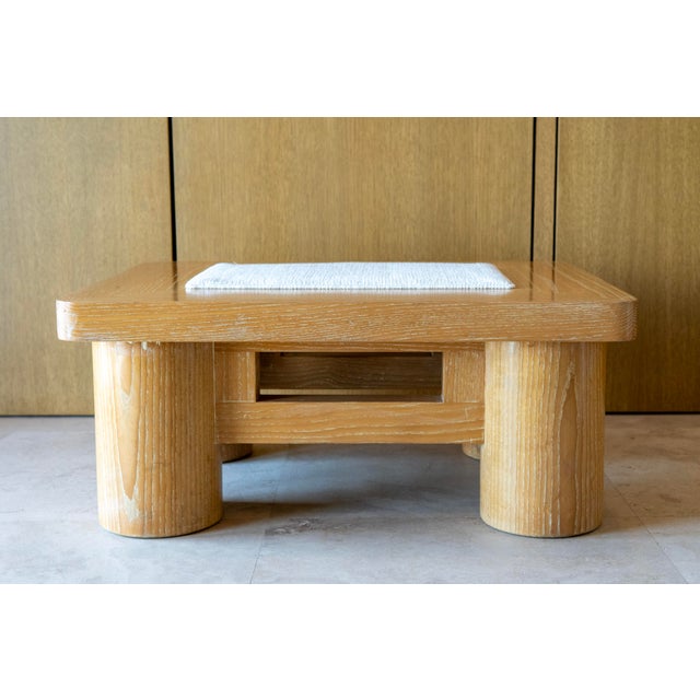Wood Karl Springer Dowelwood Ottoman With Upholstered Cushion, Circa 1970s For Sale - Image 7 of 12