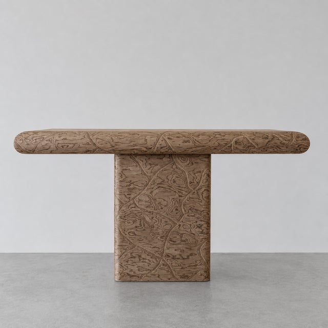 1980s Vintage 1980s Postmodern Console Table | Bullnose Pedestal Table | Memphis Style Entryway Table For Sale - Image 5 of 12