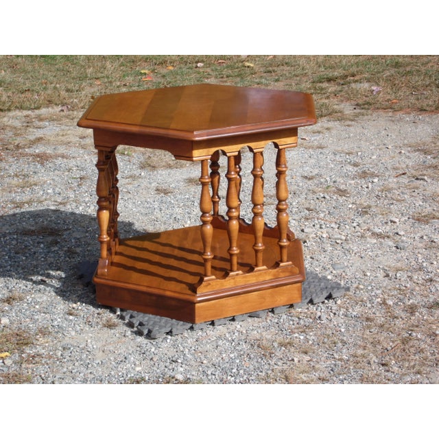 Vintage Ethan Allen American Traditional Maple Hexagon Side End Accent