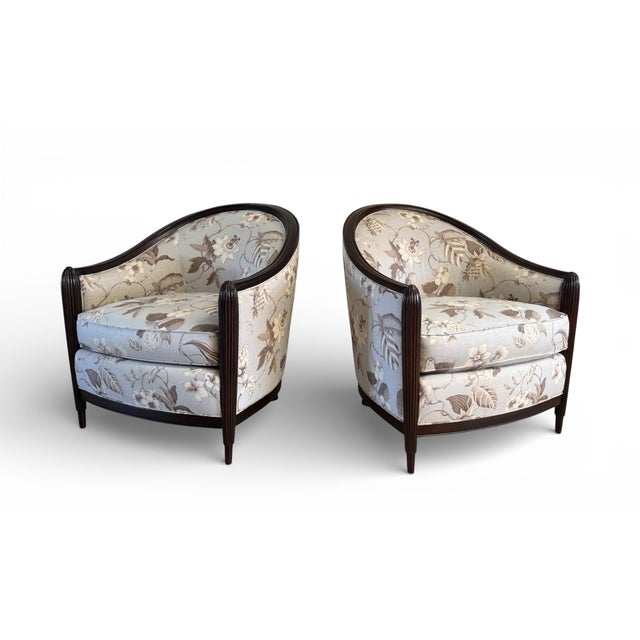 Art Deco Thomasville Exposed Wood Art Deco Lounge Chairs, a Pair For Sale - Image 3 of 18