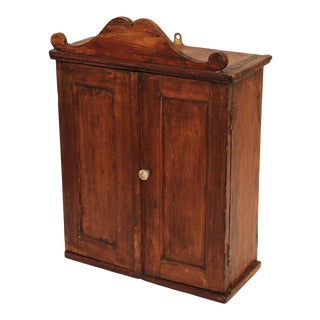 Antique Handcrafted Pine Hanging Wall Cabinet For Sale