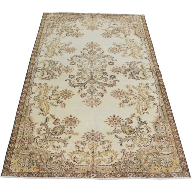 Turkish Vintage Turkish Anatolian Hand Knotted Wool Rug, 4' X 7'2" For Sale - Image 3 of 6