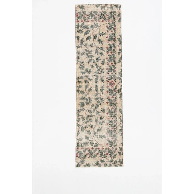Green and Beige Runner Rug For Sale - Image 14 of 14