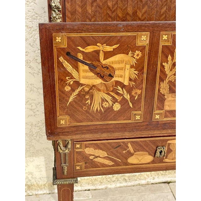 Louis XVI Style Marquetry Desk in Wood For Sale - Image 6 of 13