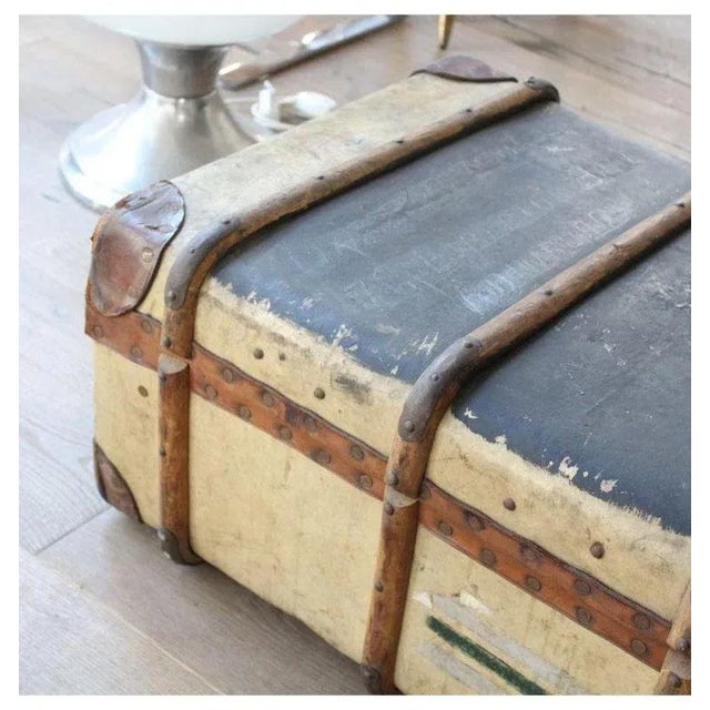 Leather Trunk with Stickers, 1910s For Sale - Image 3 of 8