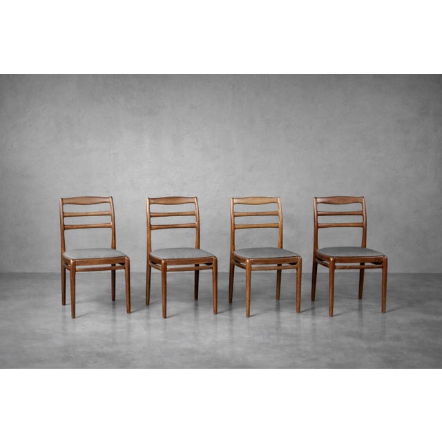 Mid-Century Modern Danish Teak & Grey Fabric Chairs, 1960s, Set of 4 For Sale - Image 13 of 18