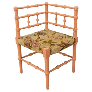 Turned Corner Chair for Child in Painted Wood & Fabric, 19th Century For Sale