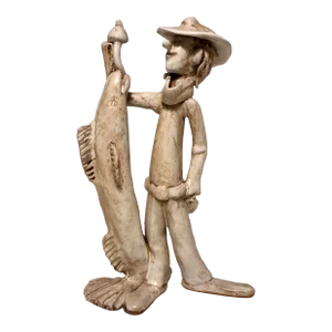 Vintage 1980s Dino Bencini Fisherman Italy Collectible Ceramic Figurine Signed