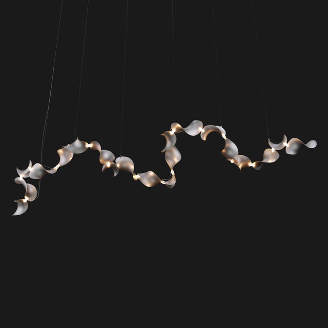 Dune 20 Curve Chandelier with Silver Anodized Shades by Daniel Becker for Moss Objects For Sale - Image 14 of 16