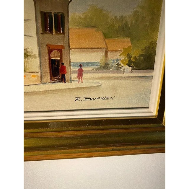 Modern René Zwahlen, Place Petit Saconnex, Oil on Canvas, 1970s For Sale - Image 3 of 9