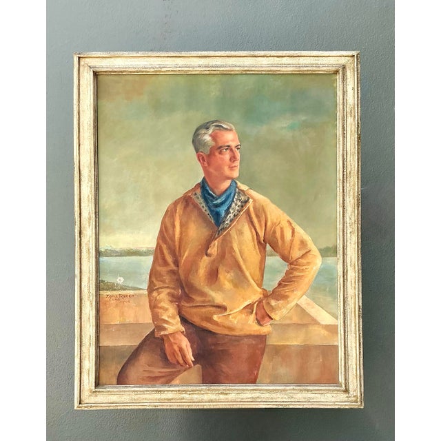 Monumental 1947 Zofia Tomek Framed Portrait Painting For Sale - Image 12 of 12