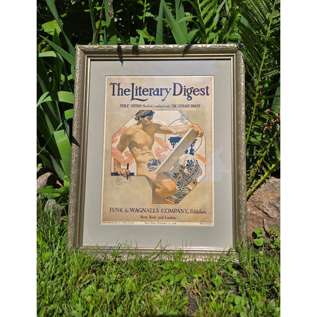 Antique Literary Digest magazine from 14 November 1908 with Joseph Christian Leyendecker's cover illustration of a nude...
