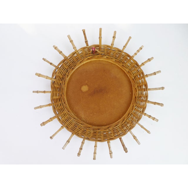 Mid-Century French Riviera Round Rattan Mirror, 1960s For Sale - Image 6 of 10