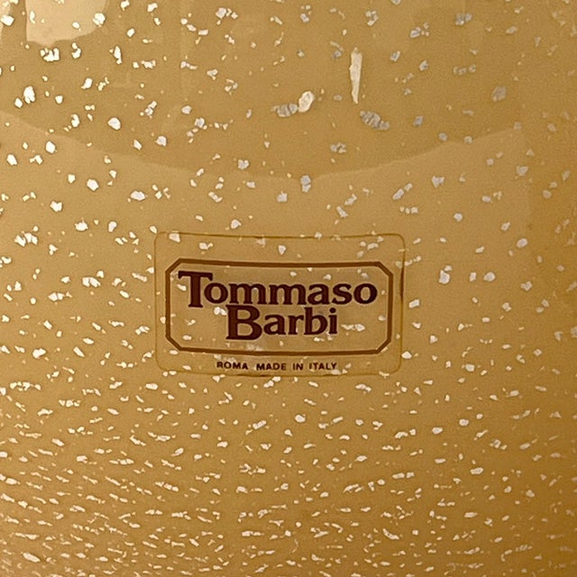 Mid-Century Modern Milk Glass and Silver Leaf Table Lamps by Tommaso Barbi, 1970s, Set of 2 For Sale - Image 3 of 4