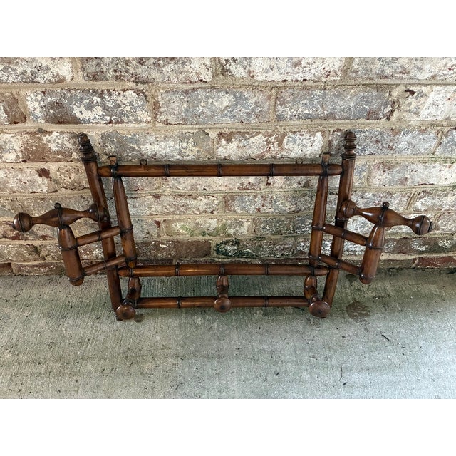 Late 19th Century French Faux Bamboo Wall Mounted Coat Rack For Sale - Image 9 of 18