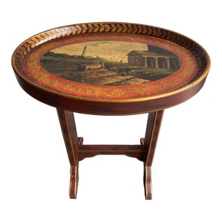 1980s Ethan Allen Side Decorative Hand Painted Table For Sale