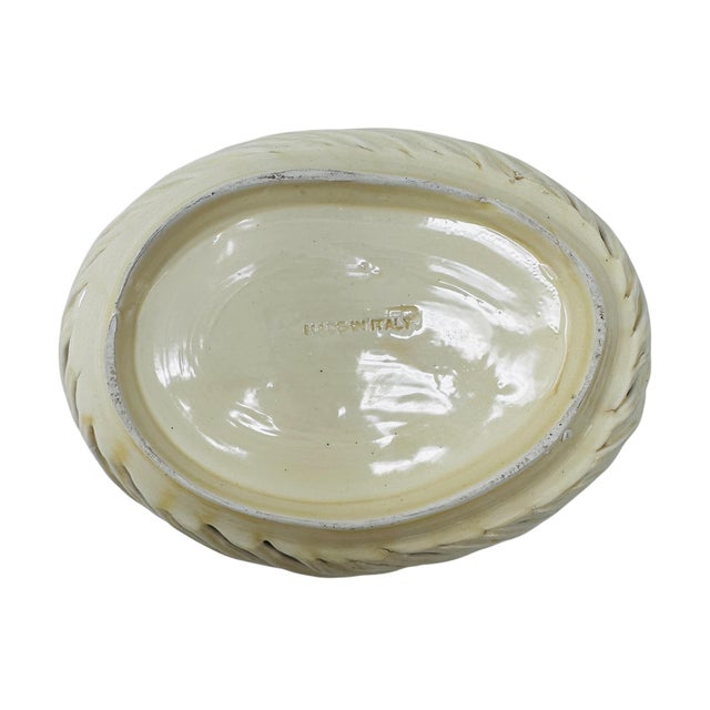 Mid-Century Italian Majolica Hand-Woven Ceramic Fruit Basket Centerpiece For Sale - Image 9 of 10