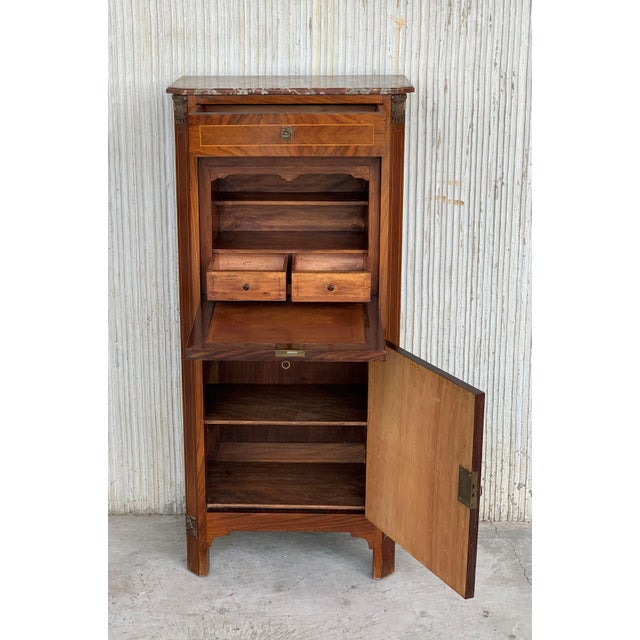 20th Century French Drop-Front Oak Secretary Desk or Abattant For Sale - Image 4 of 18