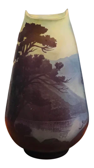 Antique Emile Galle Landscape Cameo Carved Vase