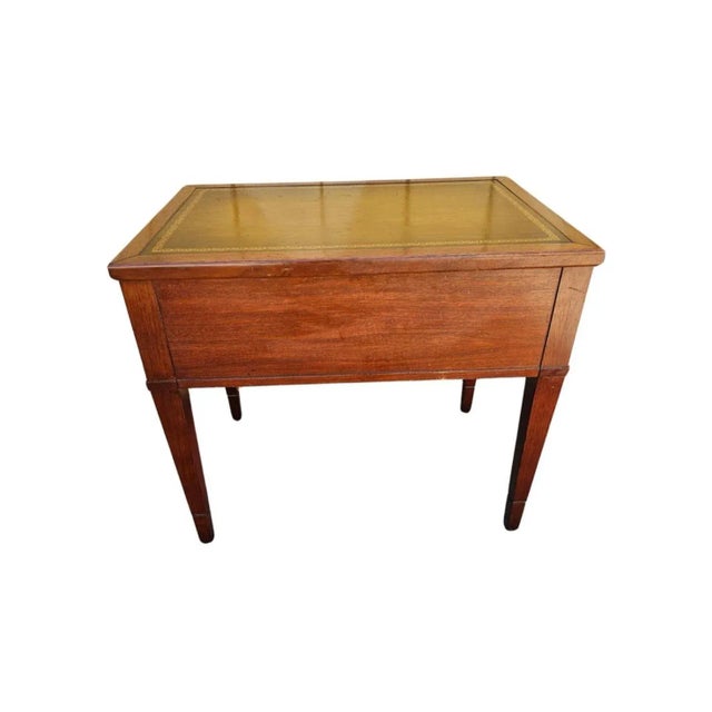Mid-Century Mersman Mahogany and Stenciled Leather Top Side Tables