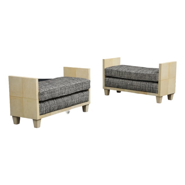 Parchment Benches Inspired by Jean Michel Frank, Mid-Century Modern Style For Sale