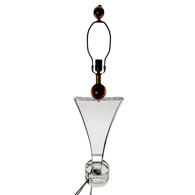 Postmodern Wescal Sculptural Lucite & Gold Leaf Accent Lamp For Sale In San Francisco - Image 6 of 15