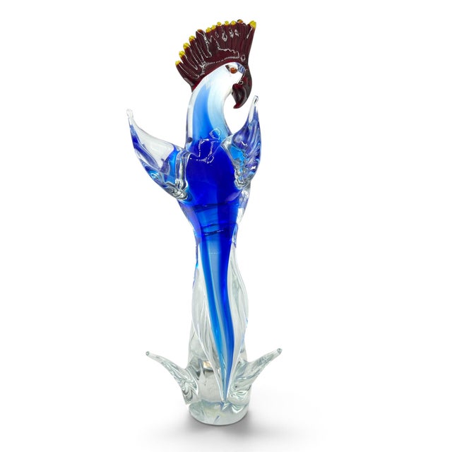 Murano Alessandro Barbaro 20th Century Italian Murano Art Glass Cockatoo Bird Sculpture For Sale - Image 4 of 7