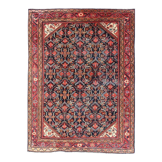 Antique Persian Sultanabad Rug With Vibrant Floral Motifs 4'9 X 6'10 For Sale