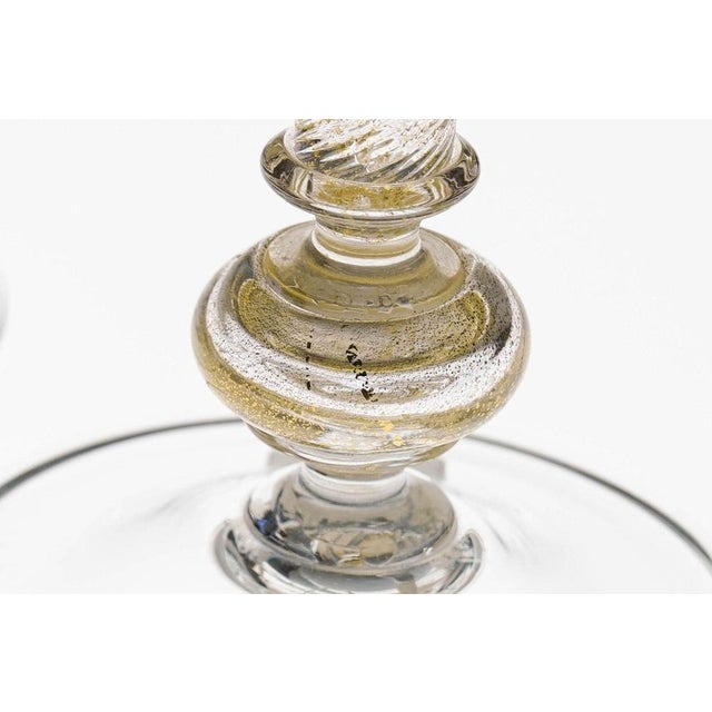 Gold Leaf and Murano Stemmed Glasses, Pitcher and Bottle attributed to Fuin, 1990s, Set of 6 For Sale - Image 17 of 18