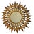 Large round wrought iron sunburst mirror from the 1960s. Italian handcrafted, decorated with leaves, gold color. Multi-...