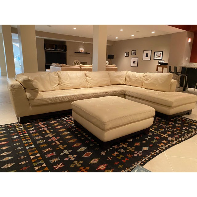 Animal Skin Roche Bobois Leather Sectional & Ottoman - Set of 3 For Sale - Image 7 of 8