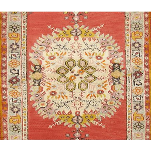 Vintage Turkish Decorative Oriental Oushak Rug in Runner Size For Sale - Image 4 of 6