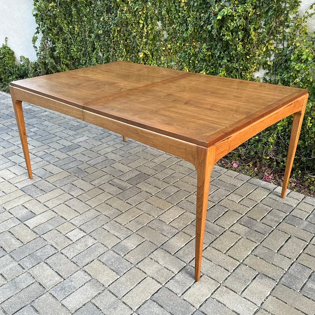 1960s Restored Mid Century Lane Rhythm Walnut Dining Table With Two Leaves For Sale - Image 13 of 13