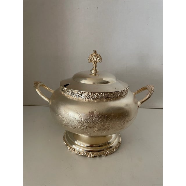 1930s 1930s Art Deco Silverplate Decorative Quadruple Soup Tureen with Lid For Sale - Image 5 of 10