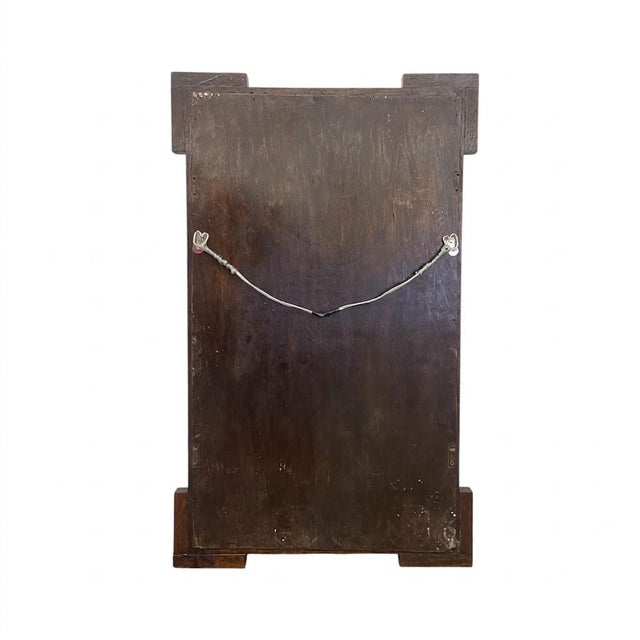 Early 20th Century Antique Bobbin Turned Oak Wall Mirror – Arts and Crafts Style Spool Beaded Wood Frame With Beveled Glass For Sale - Image 5 of 10