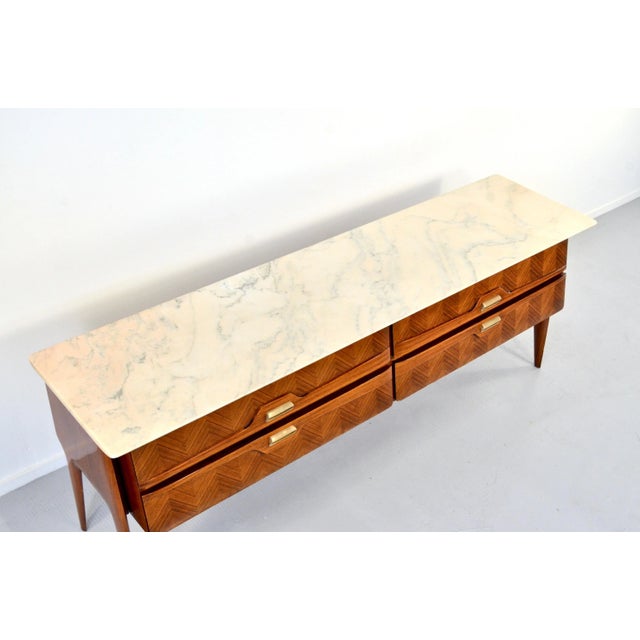 Italian Carrara Marble and Brass Sideboard, 1960s For Sale - Image 10 of 15