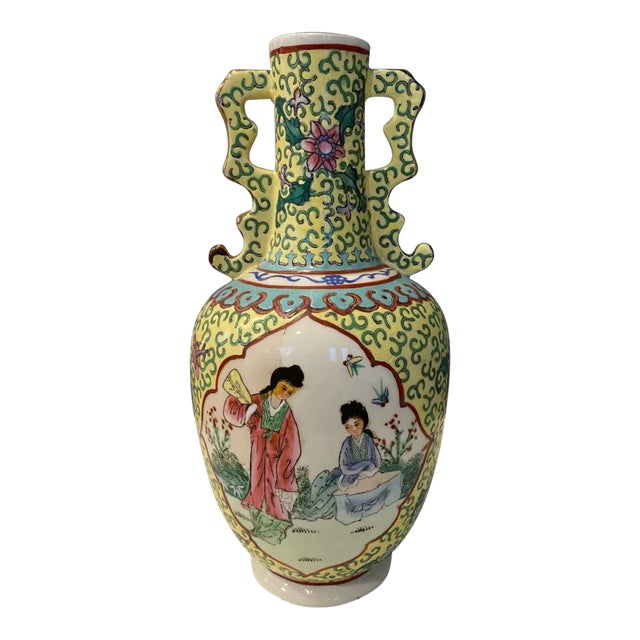 Late 20th Century Chinese Ceramic Vase With Stand For Sale