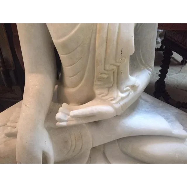 Mediterranean Marble Buddha Sculptures - a Pair For Sale - Image 3 of 7