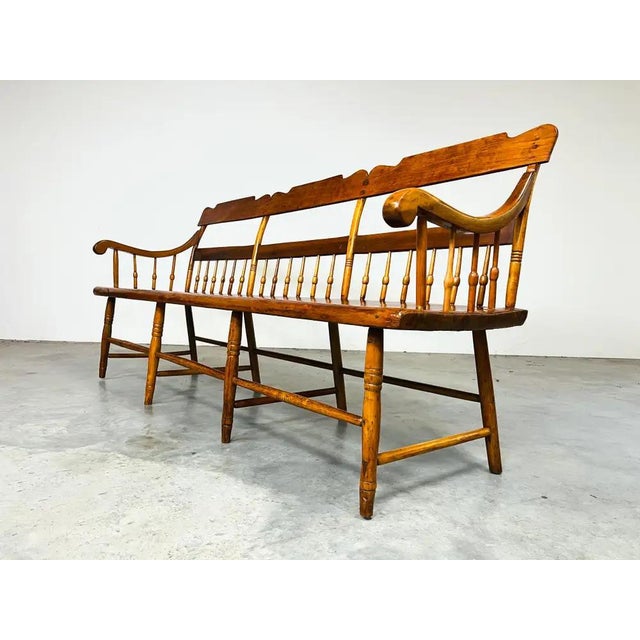 19th Century American Windsor Bench, Pine & Poplar, Heirloom Quality For Sale In Philadelphia - Image 6 of 11