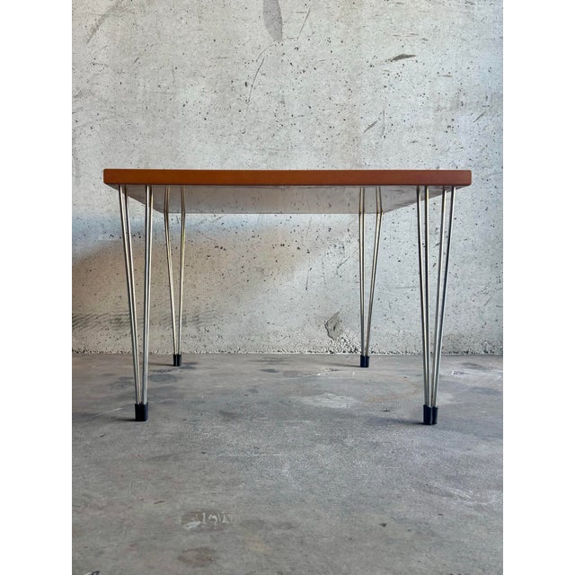 Fritz Hansen 1970s Dutch Side Table With Beech Wood Top and Aluminum Legs - Attributed to Fritz Hansen For Sale - Image 4 of 8