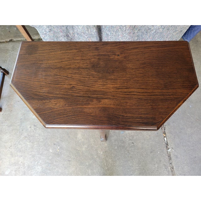 Wood Mid 20th Century English Oak Demilune Console Table For Sale - Image 7 of 10