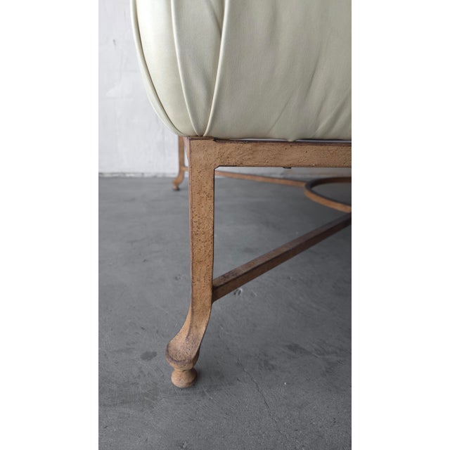 Large Scale Leather and Iron Ottoman by Henredon For Sale In Las Vegas - Image 6 of 7