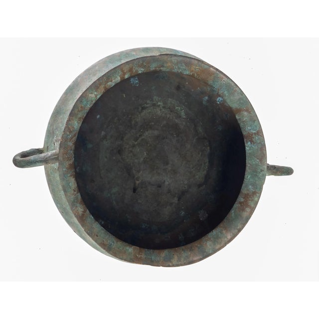 17th or 18th Century Bronze Handled Primitive Cook Pot With Verdigris Surface For Sale In New York - Image 6 of 12