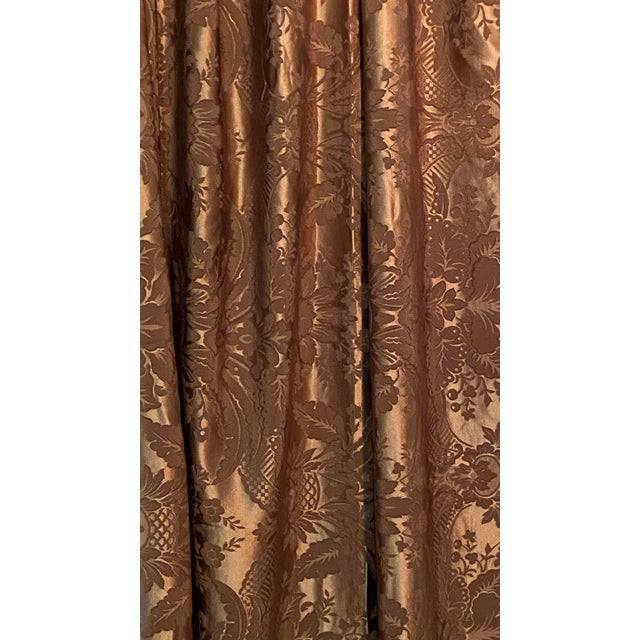 French Italian Damask Silk Fabric Brown and Gold 1 Yard For Sale - Image 3 of 12