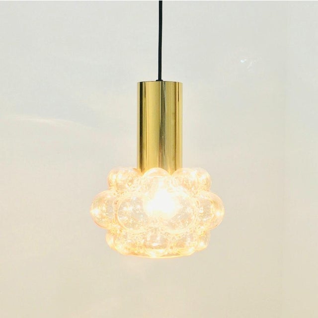 Mid-Century Modern Amber Bubble Glass Pendant by Helena Tynell for Limburg, Germany, 1960s For Sale - Image 4 of 10