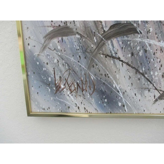 Metal Vintage Lee Reynolds Gray Floral Painting For Sale - Image 7 of 12