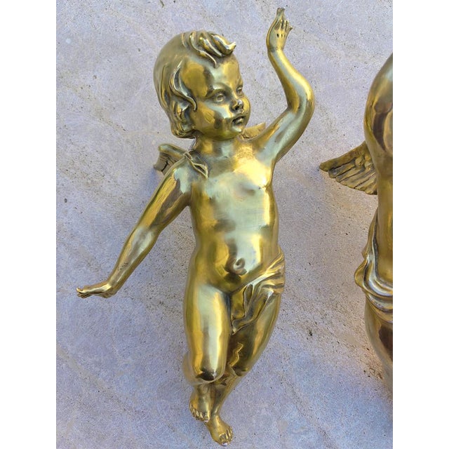 Antique Golden Ceramic Putti, 1800s, Set of 2 For Sale - Image 5 of 16