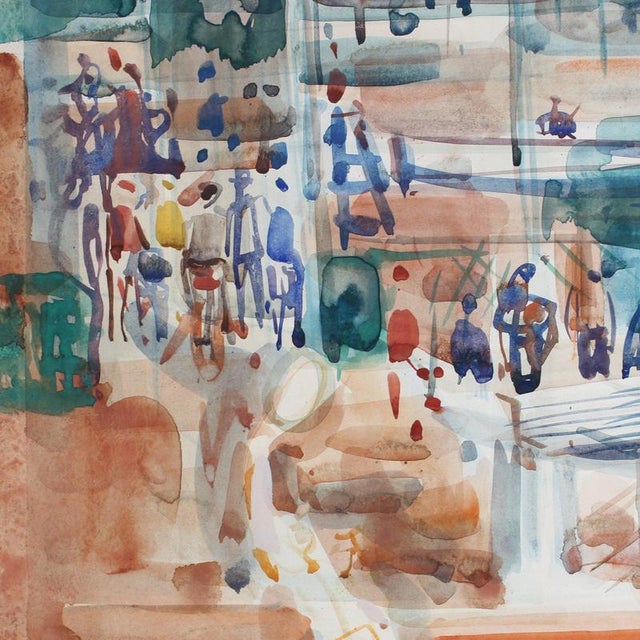 Pierre Gaillardot, Tennis Match on Clay, 1970s, Watercolour on Paper For Sale - Image 10 of 18