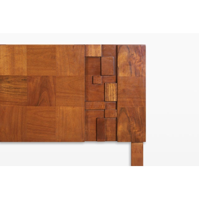 Vintage Brutalist “Staccato” Walnut King-Size Headboard by Lane For Sale In Los Angeles - Image 6 of 11